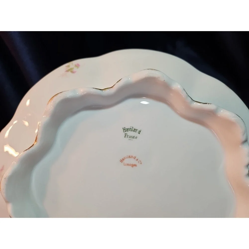 Antique‎ Haviland France Limoge Gold/Pink Roses Vegetable Bowl
